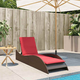 Sun Lounger with Cushion Brown 60x205x73 cm Poly Rattan 368285