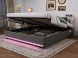 4ft6 Double Hydraulic Storage Bed, No Headboard Linen Bed Frame with APP Control LED Lights, Side N652P386117G