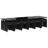 13 Piece Garden Dining Set with Cushions Black Poly Rattan 3211123