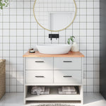 Bathroom Countertop Light Brown 100x50x2 cm Treated Solid Wood 3156131