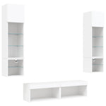 6 Piece TV Wall Units with LED White Engineered Wood 3216622