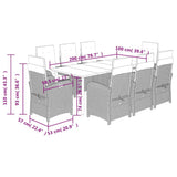 9 Piece Garden Dining Set with Cushions Grey Poly Rattan 3212448