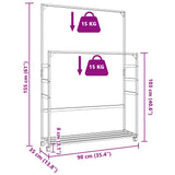 Clothes Rack with Shelves and Wheels 90x35x155 cm Bamboo 4008916