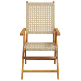 Reclining Garden Chairs 8 pcs Beige Poly Rattan and Solid Wood 3214528