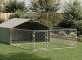 Outdoor Dog Kennel with Run 7x2x1.5 m Galvanised Steel 3329237