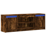 TV Cabinet with LED Smoked Oak 139.5x34x50 cm Engineered Wood 852198