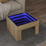 Coffee Table with Infinity LED Sonoma Oak 50x50x30 cm 847604