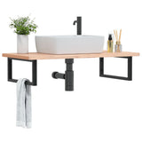 Basin Shelf Wall Mounted Steel and Solid Wood Beech 3302433