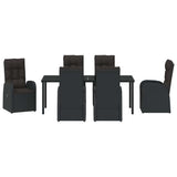 Garden Dining Set with Cushion 7 pcs Black Poly Rattan 3379525