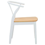 Dining Chair 2 pcs White and Natural Solid Rubber Wood 42020416