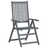 Garden Dining Set Grey Solid Acacia Wood 7 Piece Set Foldable 47278
