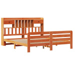 ZNTS Bookcase Bed without Mattress Wax Brown 200x200 cm Solid Wood Pine 3309976