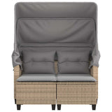 Garden Sofa Beige PE Rattan 2-seater Removable Covers 365785
