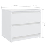 Bed Cabinets 2 pcs White 50x39x43.5 cm Engineered Wood 806194
