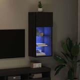 Wall-mounted TV Cabinet with LED Black Oak 40.5 x 30 x 90 cm 882958