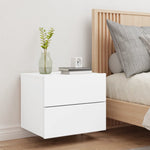 ZNTS Wall-mounted Bedside Cabinet with LED Lights White 836812