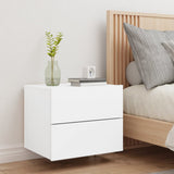 ZNTS Wall-mounted Bedside Cabinet with LED Lights White 836812