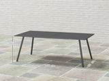 Rectangle Garden Table with Slat Top, Steel Frame, Outdoor Table for 6 Person, 150 x 80 x 74 cm, T3398P327951