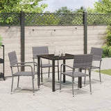 Garden Dining Set with Cushion 5 pcs Grey Poly Rattan 3380044