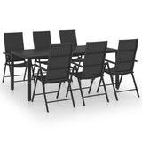7 Piece Garden Dining Set Black 3060062