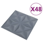 3D Wall Panels 48 pcs 50x50 cm Origami Grey 12 m² 150922