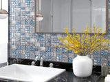 Mosaic Tiles 11 pcs Grey and Blue 30x30 cm Glass 327309
