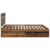 Bed Frame with Headboard Old Wood 200 x 200 cm Solid Pine Wood 3411710
