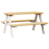 Children's Table with Benches IRUN White 90x79.5x50cm Solid Wood 42000164