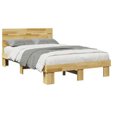 Bed Frame with Headboard without Mattress 120x190 cm Solid Wood Oak 3324136