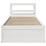 Bed Frame with Headboard White 75x190 cm Small Single Solid Wood Pine 3306367