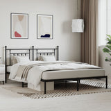 Metal Bed Frame without Mattress with Headboard Black 160x200cm 353540