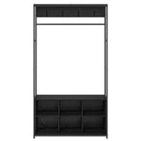 Coat Stand with Shoes Bench Black Oak 100 x 32 x 180.5 cm 8012032
