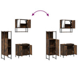 3 Piece Bathroom Furniture Set Smoked Oak Engineered Wood 3214702