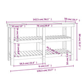 Work Bench White 142.5x50x80 cm Solid Wood Pine 823650