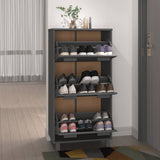 Shoe Cabinet HAMAR Dark Grey 59.5x35x117 cm Solid Wood Pine 340514