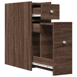 Narrow Bathroom Cupboard with Wheels Brown Oak Engineered Wood 855292