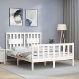 Bed Frame without Mattress White Small Double Solid Wood Pine 3192397
