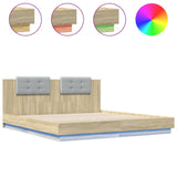 Bed Frame with LED without Mattress Sonoma Oak 160x200 cm 3209998