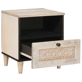 Bedside Cabinet Beige 40 x 33 x 46 cm Solid Acacia wood 4018122