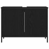 Bathroom Furniture Set with Shelf 3 pcs Black Engineered wood 3334366