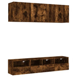 5 Piece TV Wall Units Smoked Oak Engineered Wood 3216515