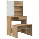 Dressing Table Set with LED Artisan Oak Engineered Wood 3329184
