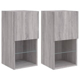 TV Cabinets with LED Lights 2 pcs Grey Sonoma 30.5x30x60 cm 836998