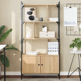 Bookcase with Doors Sonoma Oak 76.5x30x154.5 cm Engineered Wood 833349