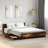 ZNTS Bed Frame with Drawers Smoked Oak 120x200 cm Engineered Wood 3279939