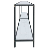 Console Table White 220x35x75.5 cm Tempered Glass 331712