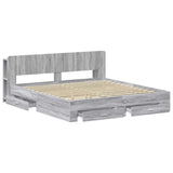 Bed Frame with Storage Grey Sonoma 200 x 200 cm Engineered Wood 3433797