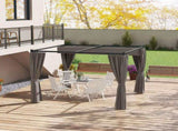 3 x 3m Moving Canopy Metal Pergola, with Curtains - Grey T3398P317588