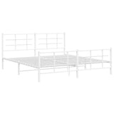 Metal Bed Frame without Mattress with Footboard White 183x213cm 355633