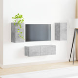 TV Wall Cabinet Set 4 pcs Concrete Grey Engineered Wood 3408910